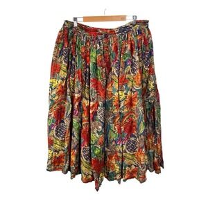 Vintage Phool Maxi Skirt Medium Cotton Tropical Gauze Boho Cottage Indie Artsy